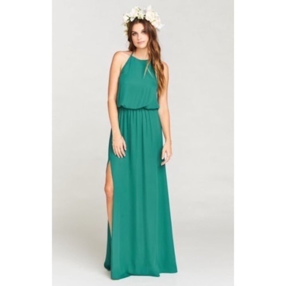 SMYM Heather Halter Dress in Hutch Green Crisp